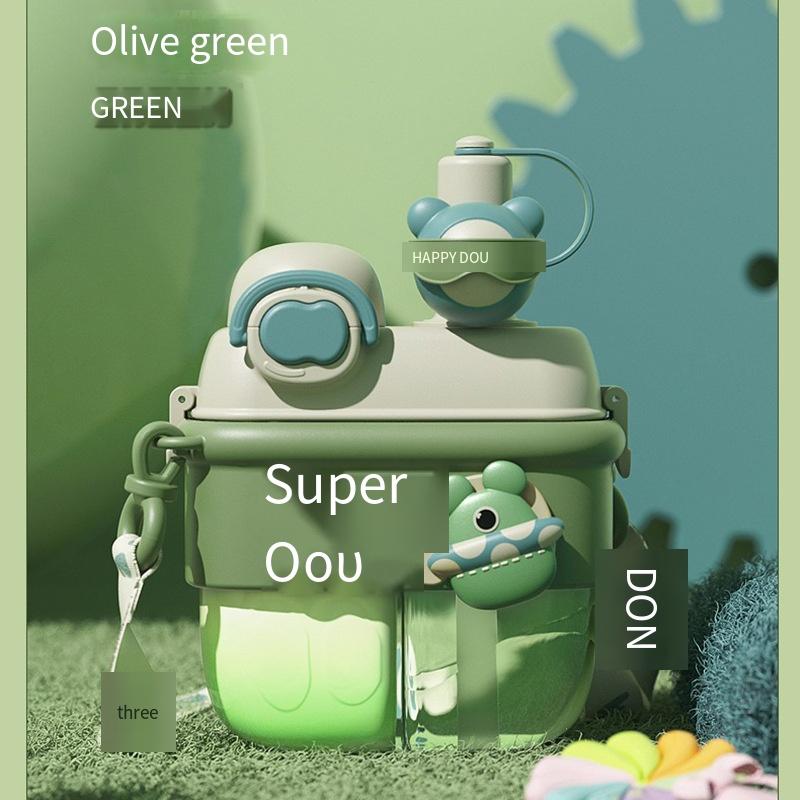 1PC Children's Straw Cup Large Capacity Sub-warehouse Double Drinking Cup Female Students Summer High Value Plastic Cup Portable Water Cup