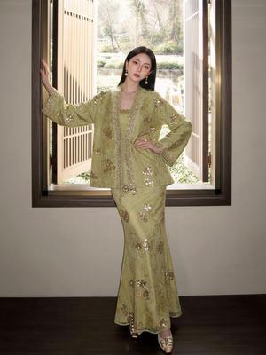 Luxury Brocade Embroidery New Chinese Style Jacket, Camisole & Skirt 3-Piece Set P0218