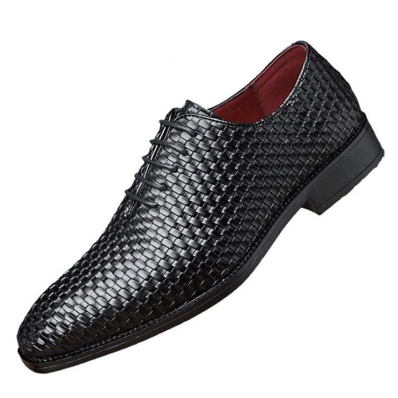 Mens Oxford Shoes Breathable PU Leather Round Toe Lace-Up Casual Retro Style