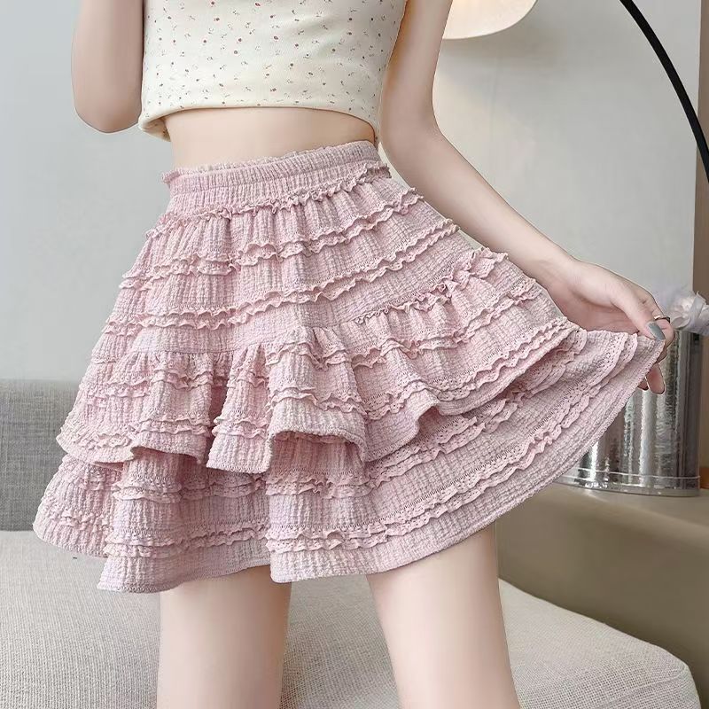Purely desirable ballet-style sweet cake skirt women's clothing 2026 new high-waisted slimming A-line short skirt with anti-exposure design