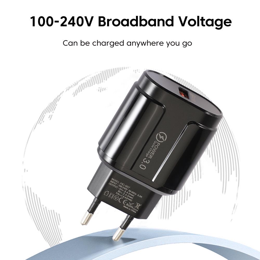 18W QC3.0 Fast Charging Plug - Smart Single USB (EU/US Spec)