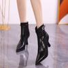 French Pointed Toe High Heel Booties Women Fall Winter New Skinny Heel Back Zipper Versatile Skinny Fashion Boots