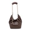 Luo Jia Quetschketten-Eimer-Tasche PU Unmarkiert Gefaltet Weiches Rindsleder Müllbeutel Handtasche Echtes Leder Damen-Tasche Trend