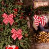 Candy Stripe Christmas Bow Tie Red White Tree Decorations New Wreath Bow  Door Decor