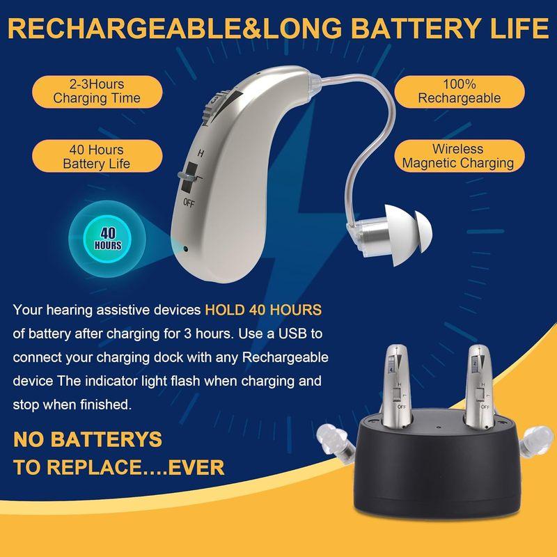 Wireless rechargeable hearing aids for seniors with noise reduction and magnetic charging case, advanced digital hearing aids