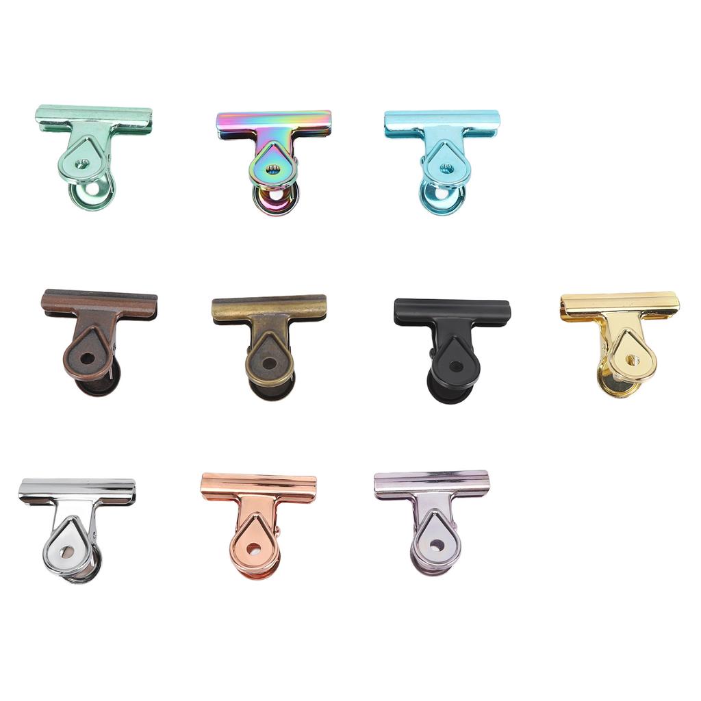 10pcs Colored Hinge Clips Dustproof Rustproof Electroplated Metal Hinge Clips Small Hanging Paper Cl
