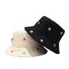 2025 LDSLYJR Men's And Women's Cotton Flower Embroidery Bucket Hat Outdoor Travel Sun Cap Fisherman Hat