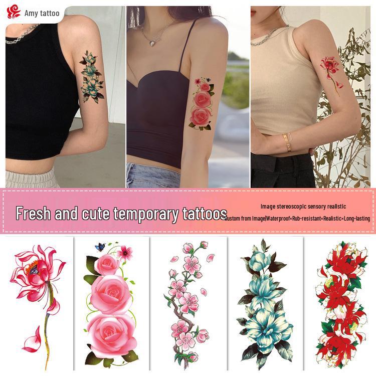 Waterproof Temporary Rose & Floral Tattoos for Women – Long-lasting & Colorful Designs