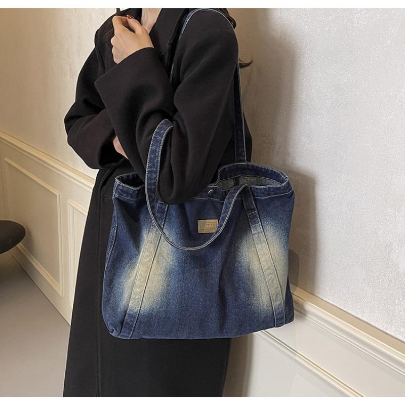 Retro Canvas Freizeit-Einkaufstasche mit großem Fassungsvermögen, einfache und leichte Pendler-Tragetasche