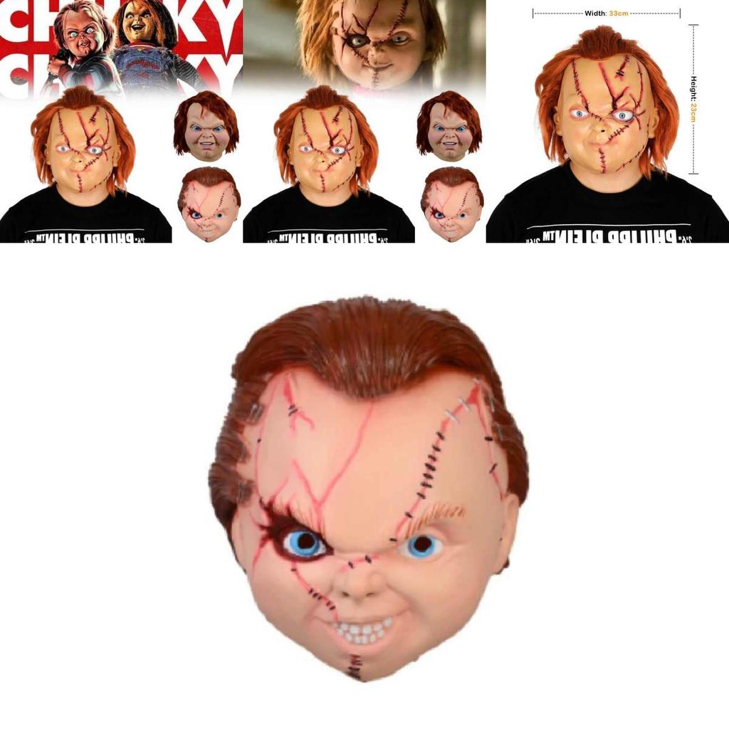 Childs Play Halloween Latex Mask With Blood Effect For Horror Party Cosplay