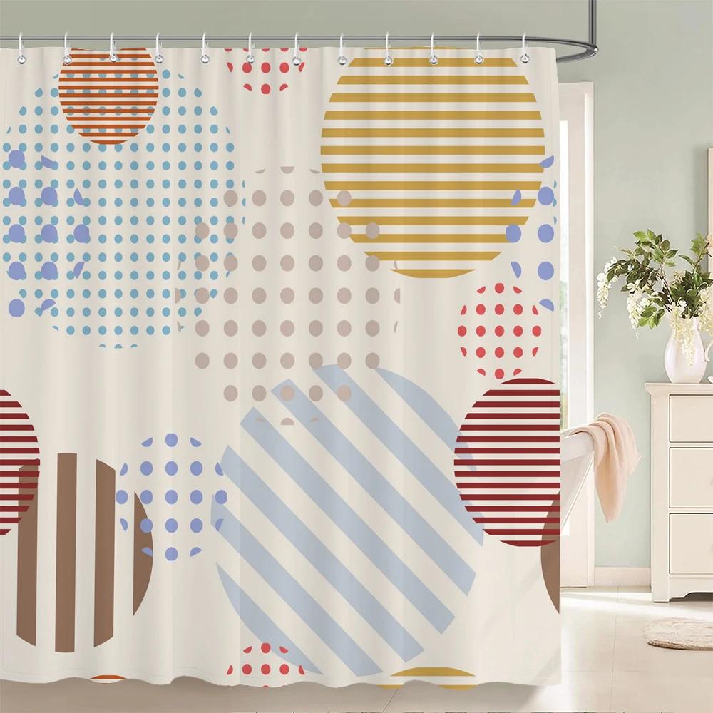 Abstract Bohemian Shower Curtain Medieval Minimalist Art Polyester Fabric Shower Curtain Bathroom Decoration Curtain with Hooks