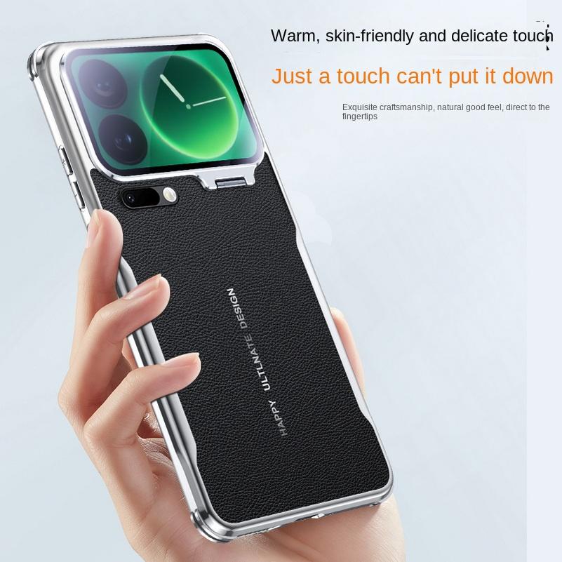 Plain Leather Glass Lens Holder Case For Xiaomi 17 Pro Max 17 Pro Mi 17 Pro 15 Ultra 15s Pro 14 Pro Four Corners Anti-drop Cover