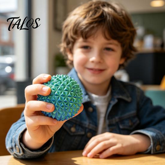 Textured Fidget Ball 3D Printed Rotatable Spiky Ball, Mini for Finger Tactile Stimulator Stress Relief, Portable Decompression Twisting Desk