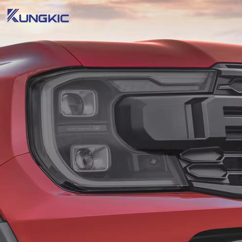 Rökig Svart Strålkastare för Ford Ranger 2023-2025 T9 Wildtrak Raptor Bil Skyddsfilm Genomskinlig TPU Klistermärke Tillbehör 2 St