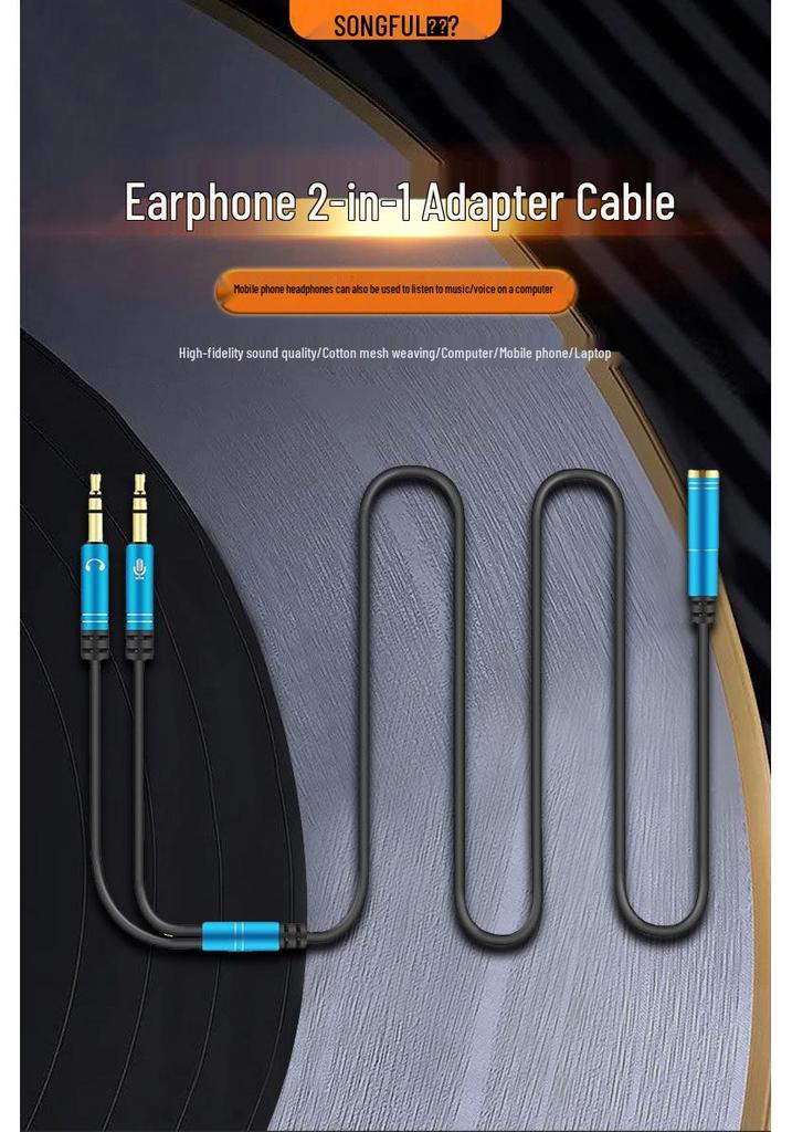 2-in-1 Headset Microphone Adapter: 3.5mm Audio Splitter for Mobile Phones