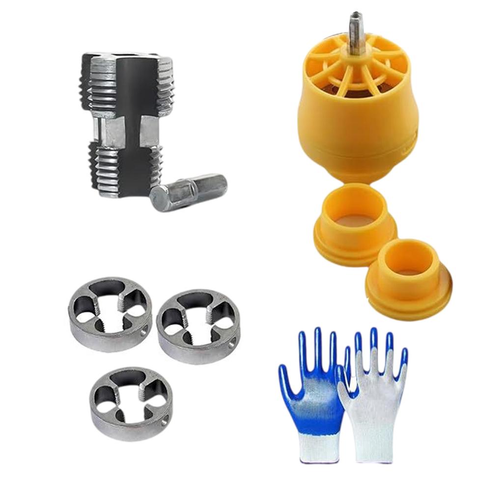 PVC Pipe Threader Kit Includes 3 Die Sizes Versatile PVC Pipe Thread Maker Tool Set Simple Operate for Electric Drill