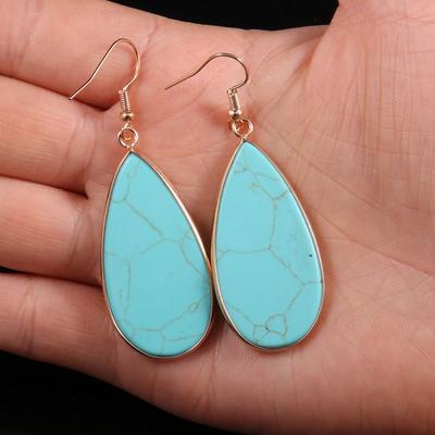 Fashion Natural Semi-precious Stone Drop Earrings Fine Jewelry For Women Handmade Turquoises Earring Gifts