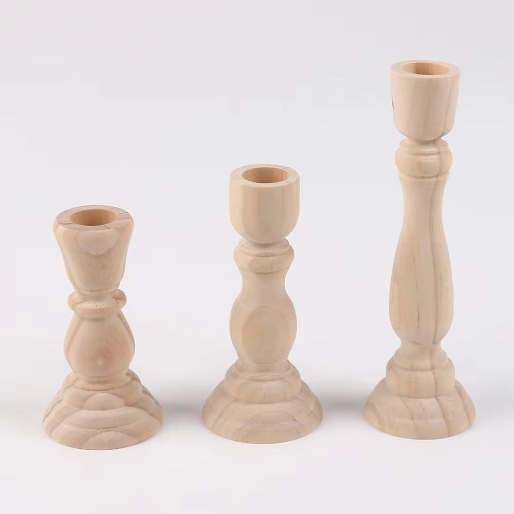 Handmade Wooden Candlesticks Rustic Taper Candle Stands Pillar Candle Stands  Home Table Decoration