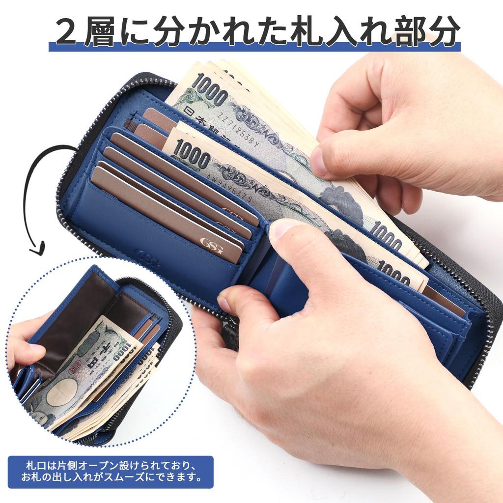 GSG Bifold Compact Mini Brand Holds Many Round Zipper Easy To Coin Gift Carbon Black and 24022 Men's Wallet, Wallet, Name, Popular, Cards, Closure,