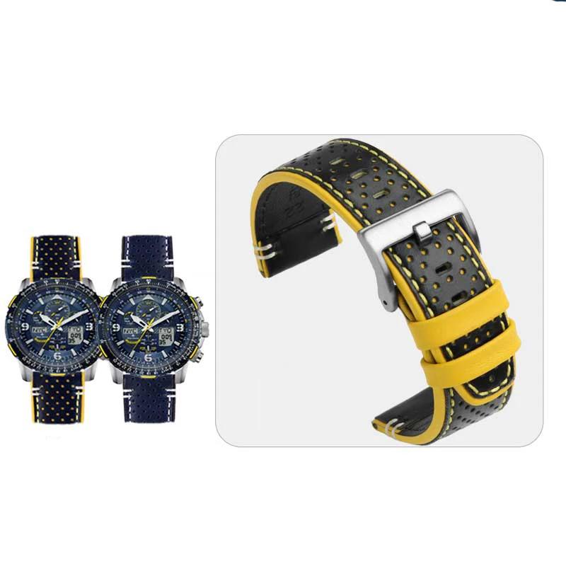 Для Citizen Sky Eagle Blue Angel Браслет Второе Поколение JY8078 JY8078-01L/52L Серия Кожаный Ремешок для Часов Ремешок 22 мм 22mm