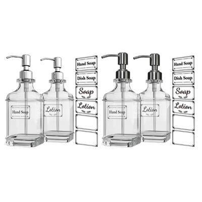 2er-Pack Transparente Glas Seifenspender Shampoo-Flaschen 550ml für Bad und Küche Reise Tragbare Spender