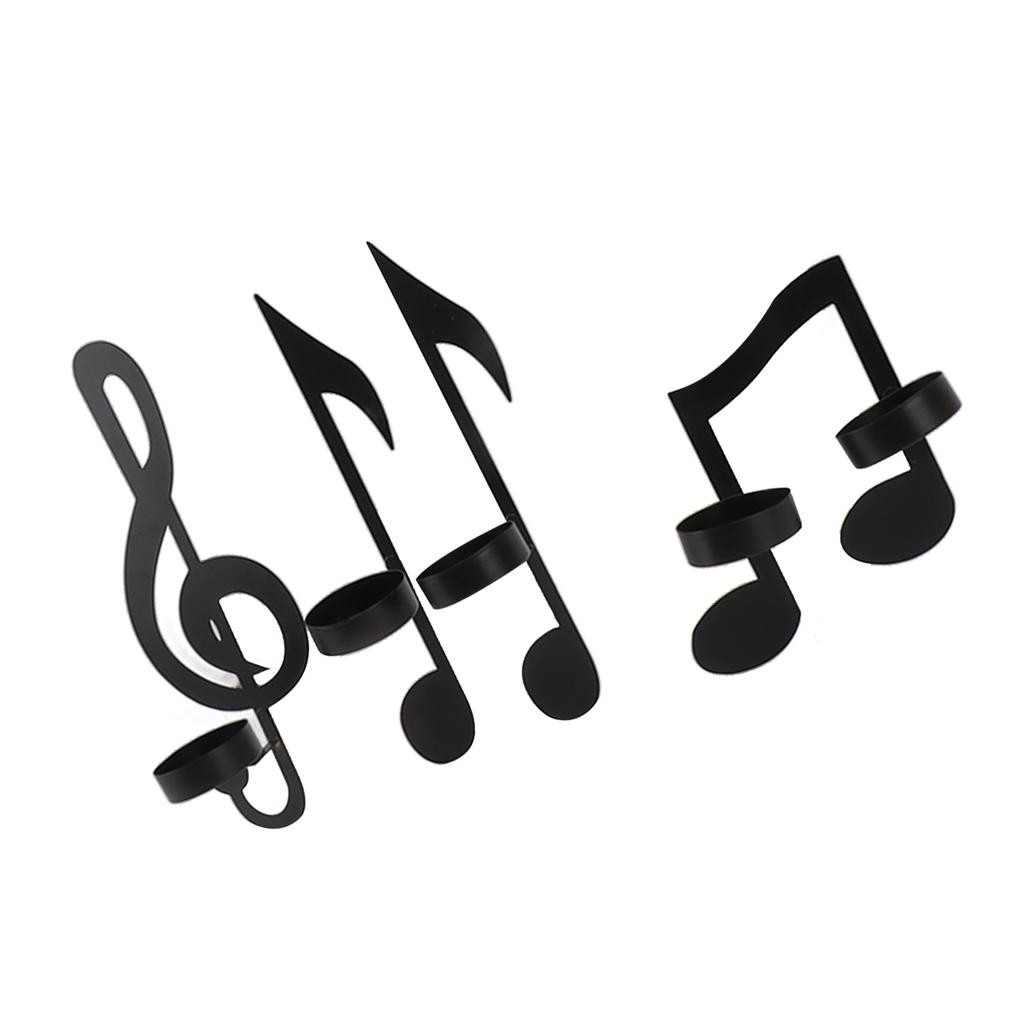 4Pcs Unique Iron Black Music Note Wall Sconce Candle Holder Wall Mount Hanging Tea Light Candle