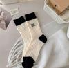 MIU Women's Wool Embroidered Mid-Calf Socks, Trendy Warm Slouch Socks for Autumn/Winter, Postpartum Friendly.
