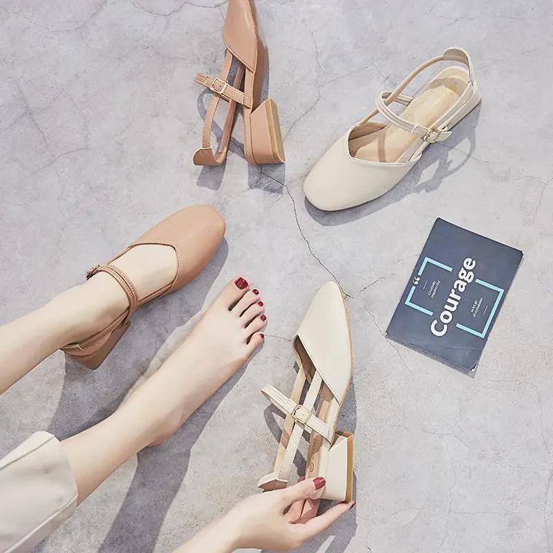 Scarpe da donna classiche con punta tonda e intagliate, tacco quadrato, da lady, casual, primavera/estate, antiscivolo, per ufficio e carriera ab282
