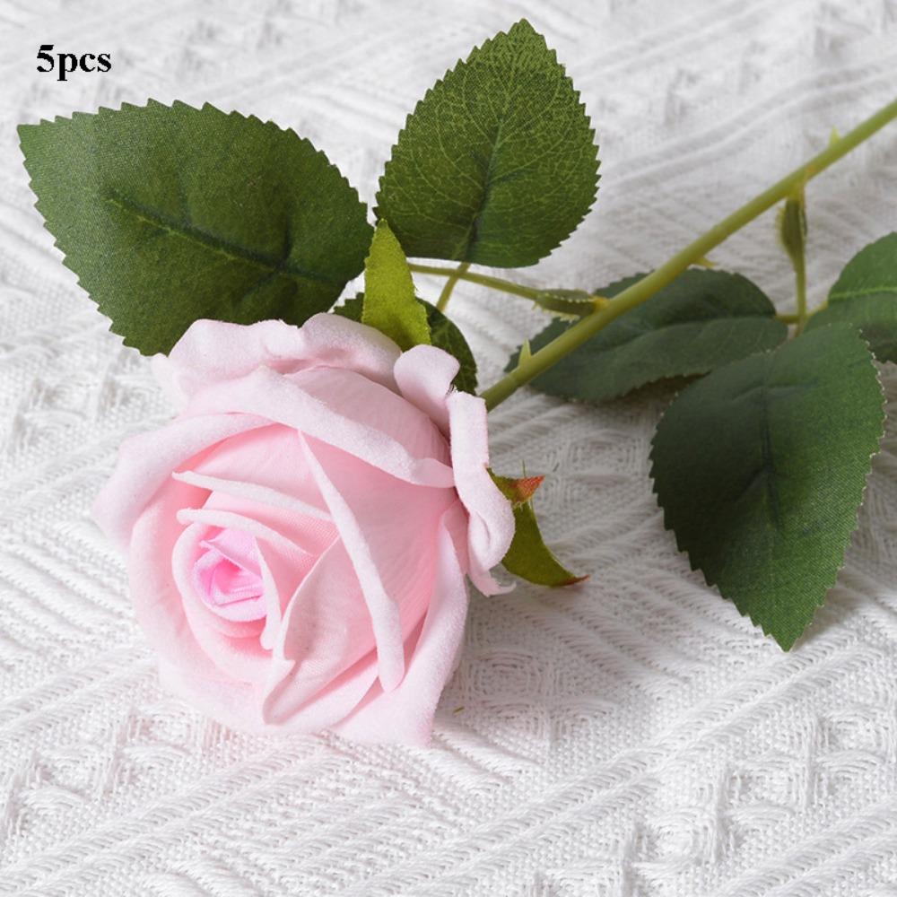 

5pcs 10 Colors Simulated Rose Flannel Version Festival Supplies Artificial Flowers Home Decor Bouquet DIY Party Decoration розовый