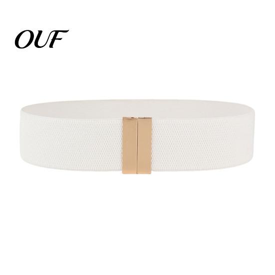 Fashion Metal Buckle Belt Wide Elastic Waist Belt, Adjustable Stretchy with Slimming Shapewear Square Buckle, Stylish Waistband for Dresses And Jeans