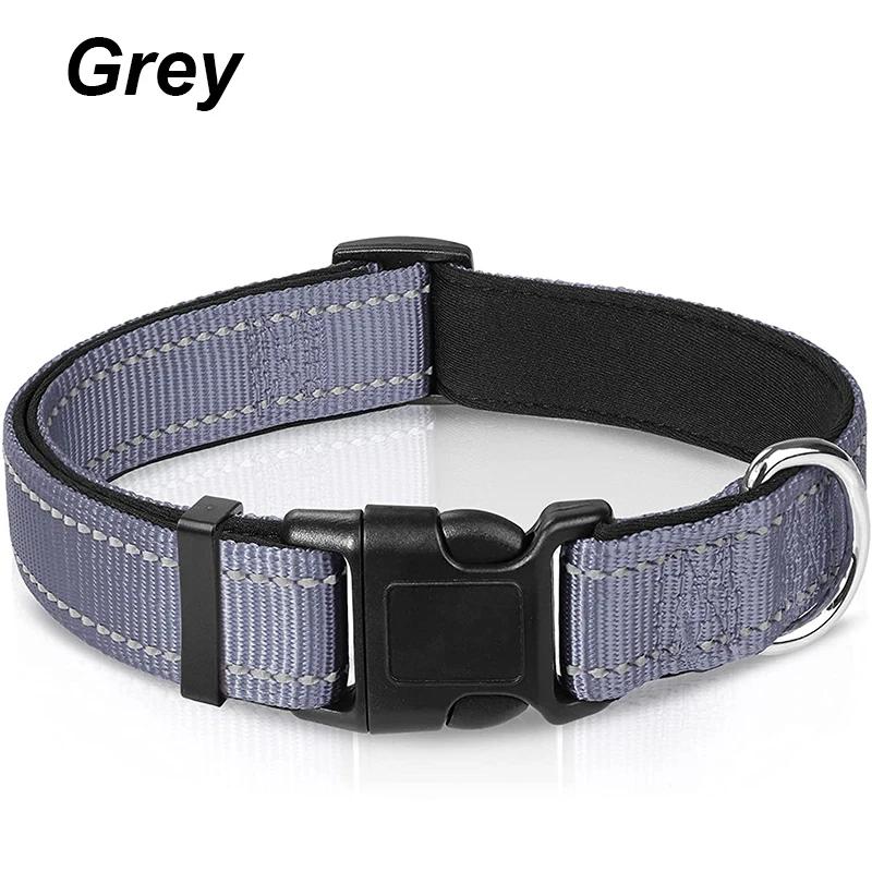 

Reflective Dog Collar Soft Padded Breathable With Adjustable Safety Nylon Pet Traction Rope Suitable for Small Medium Large Dog S серый