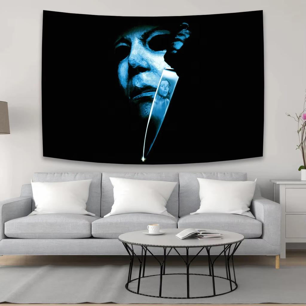 Michael Myers Design Skräckfilmsbakgrunder Festbakgrund Tapestry Rumsdekoration Heminredning Sovrum Väggbonad Tyg