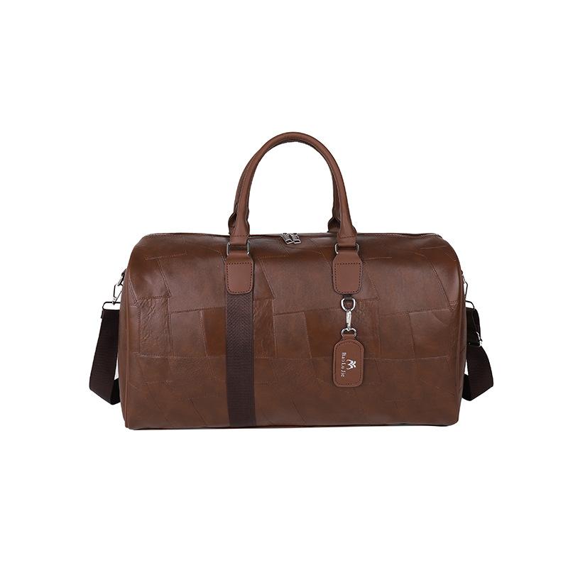 Men and Women's Fashionable Simple Business Trip Large Capacity Hand Luggage Bag PU Model Plus Patch Design Travel Bag
