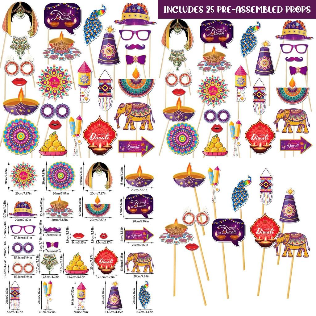 Handheld Diwali Photo Props Accessories With Cartoon Style For Festival Decor