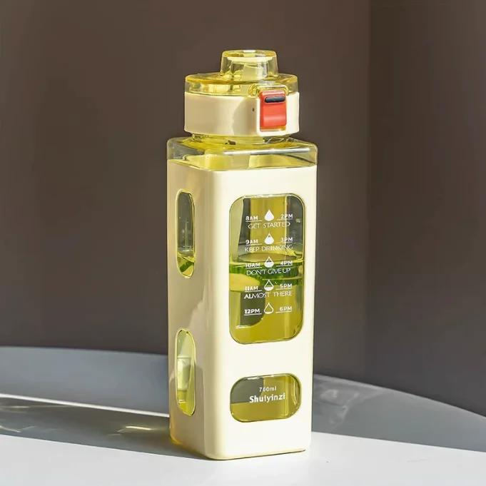 1pc 700ml Portable Sports Water Bottle With Straw Sippy Cup Plastic Tea Milk BPA Free Gourde Drink Bottle Suitable for Outdoors