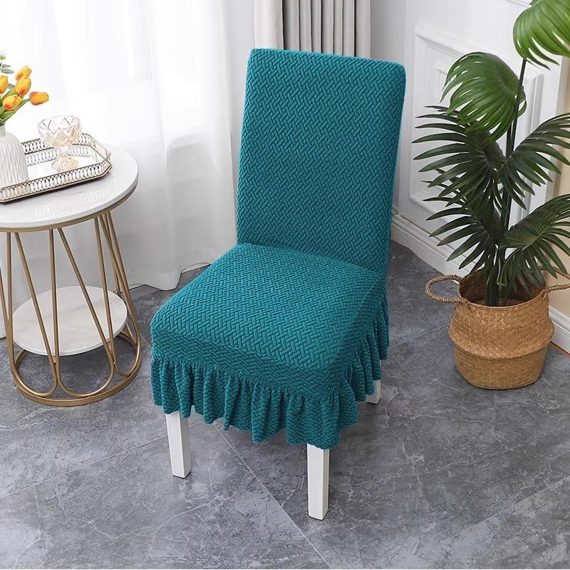 Skirt Dining Chair Cover Jacquard Elastic Soft Seat Cover Anti-dirty Stool Slipcover Suitable for Kit Pet Room Living Home Decor