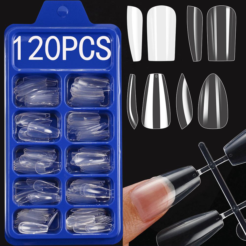 120Pcs/setmilky White Generous Nail Art Nail Art Piece, Almond Nail Piece, Advanced Medium Ladder Nail Removable Nail Piece
