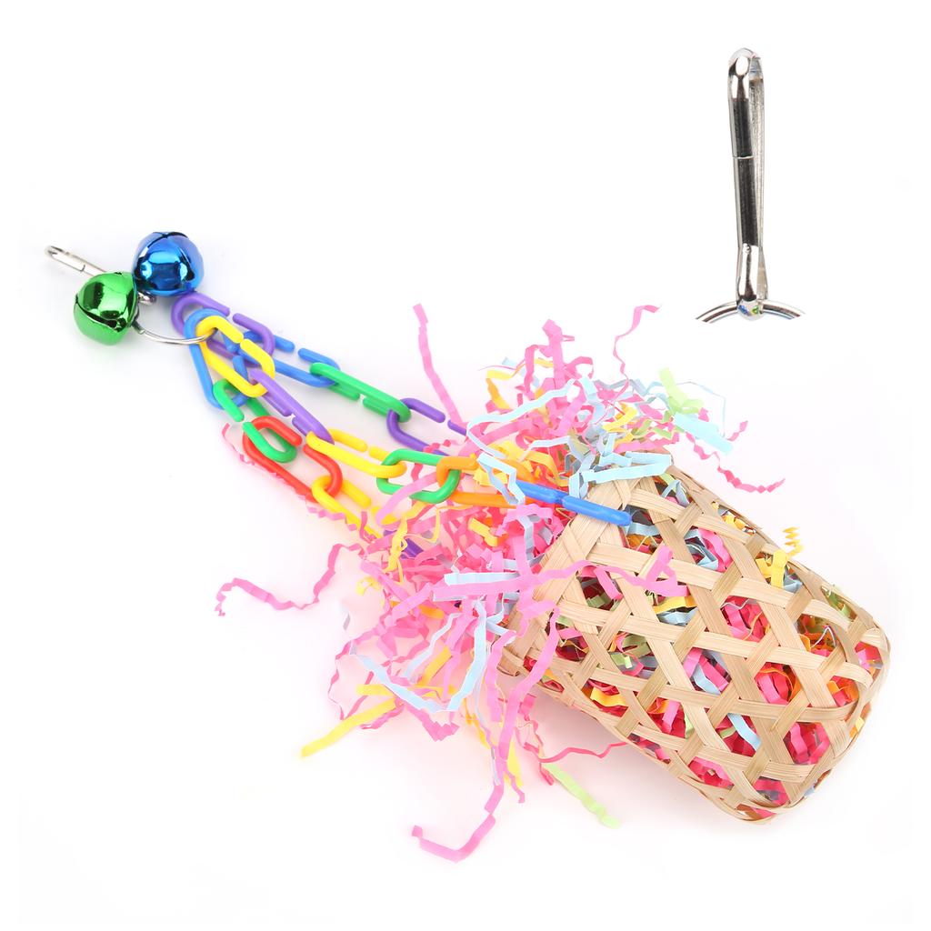 Jucării de ros pentru păsări Coș colorat de tocat Jucării de ros Coș suspendat pentru hrănire pentru papagali