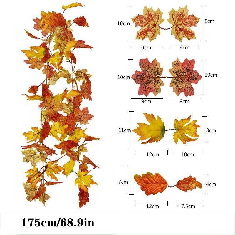 Autumn 180cm Artificial Fall Maple Leaves Garland Hanging Plant Home Party Decor