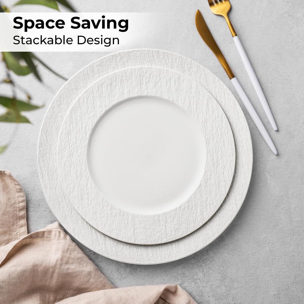 MIAMIO Dinner Plate Set of 4 Ceramic Plate Dinnerware Set Modern Microwave and Dishwasher Safe Oasis Collection - 23cm, / Set, - Plates, -