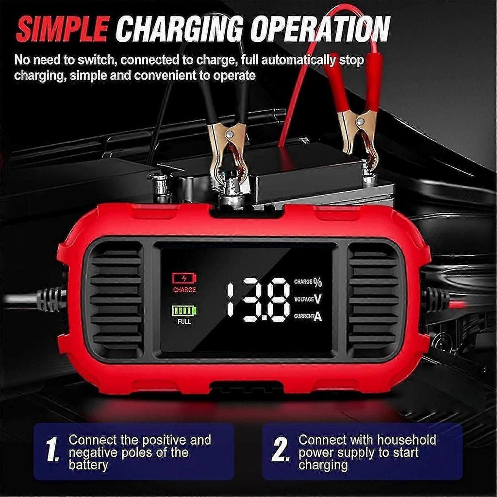 12V 2A Car Battery Charger Digital Display Smart Battery Charging Tool Trickle Charger Maintainer fo