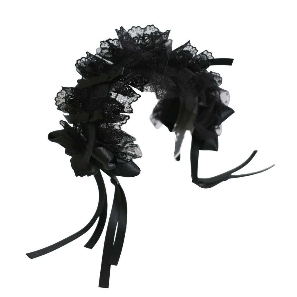Flower Ball Bow Lace Headband Top Hat Veil KC Original Black Lamp Shadow Lolita Hair Accessories Hairpin