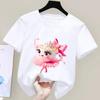 Italian Brainrot Pink Meme Tshirt for Girls Summer Cotton Ballerina Cappuccino Print Tee Tops Streetwear Outfits