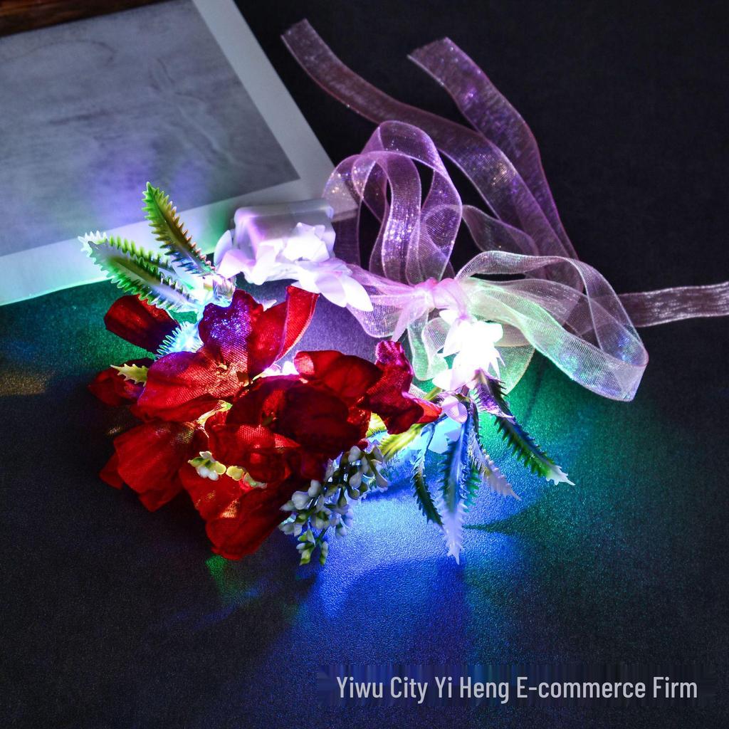 Luminous Camellia Wrist Flower for Kids' Performances - Fairy Sparkle Wristband & Photography Prop