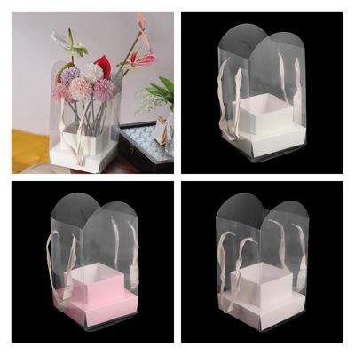 Transparent Handheld Flower Box Paper Box Packing Material Bouquet Wrapping Bag Handbag Portable Flower Bag Flower Wrapping
