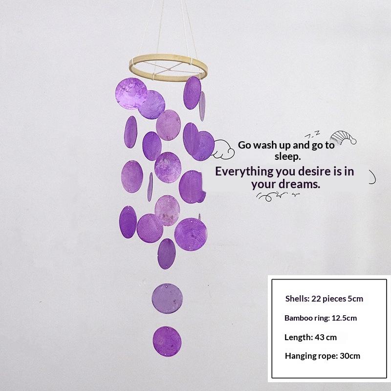 Creative Hanging Moon Wind Chimes Natural Shells With Crisp Ringtones Dream Catchers Home Decoration Circle Shells Pendant