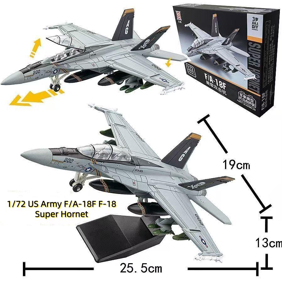 Maßstab 1/72 Flugzeugmodell F/A-18F Super Hornet VFA-2 Jagdflugzeug Spielzeugflugzeug Kinderspielzeug für Jungen ABS-Kunststoffmodell Geschenk