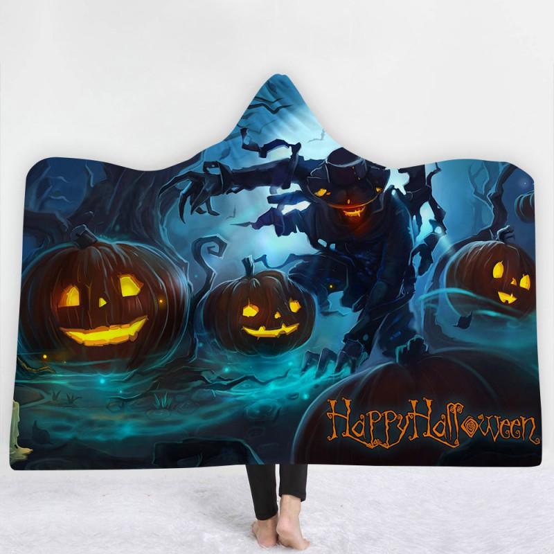 Dětská deka s kapucí Útulná pláštěnka Zimní teplá fleecová přikrývka na mazlení Školní halloweenský kostým