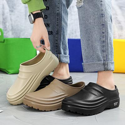 Fashion Men Chef Shoes Couples Anti Slip and Oil Proof Work Shoes Lazy Slippers Casual Trendy Clogs One Step Garden Shoes Beach Slides