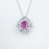 S925 Sterling Silver Pink Sapphire Flower Necklace for Women - Elegant Jewelry for Dating, Commuting, and Festivals
